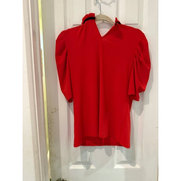CECE Tie Neck Blouse — Red & Black Size XS - Picture 4 of 4